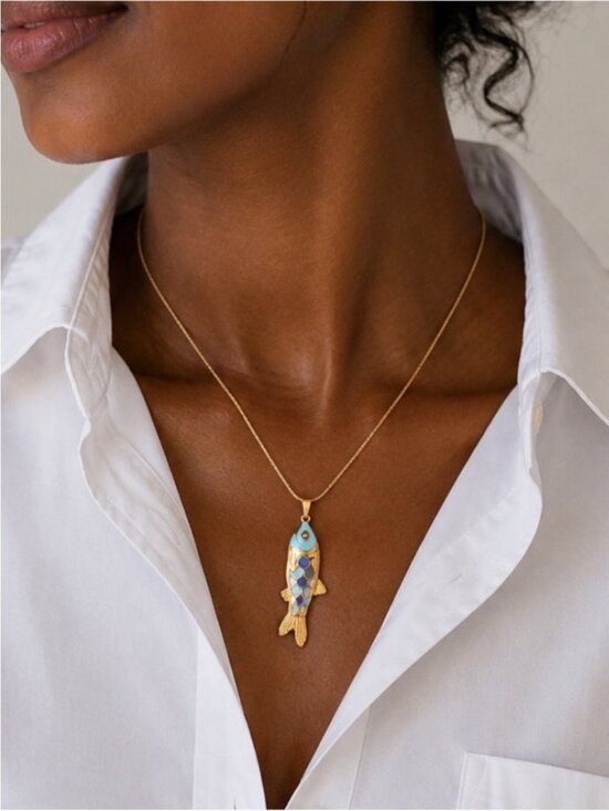 Anthropologie Jewelry - New! Coastal 18K Gold Plated Koi Fish Necklace NWOT 3010